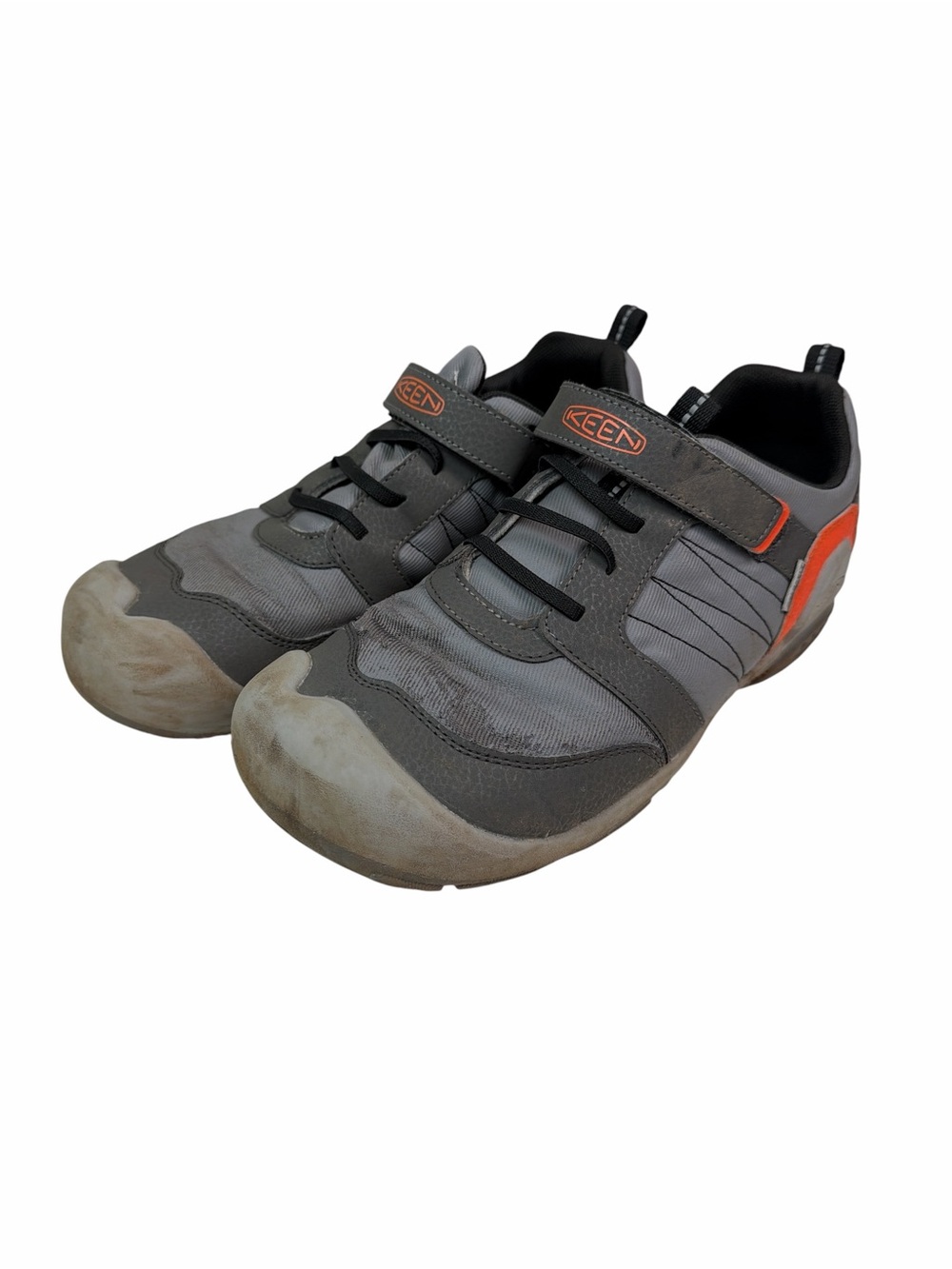 KEEN Kids Gray Orange Hook & Loop Sneakers Size US 6 EU 38 Outdoor School Shoes